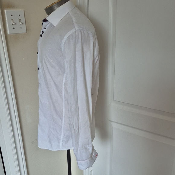Men's White Casual Button Down Shirt - Picture 4 of 16